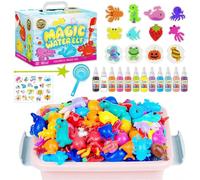 Magic Water Gel Kit for Kids, Aqua Fairy Water Elf Toys with 12 Color Gel and 12 Molds, DIY Squishy Maker Crafts Sea Creature, Creative Art Toys for Boys Girls(Pink)