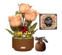 Magic Watering Can Building Blocks Set With Remote Control, 255 PCS Automatic Bloom Mechanical Flowers With Lights & Sound, Creative DIY For Adults