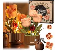 Magic Watering Can Flower Building Blocks Set,255 PCS Motion Mechanical Flower Bouquet Building Blocks,Artificial Rose Flower Kit Remote Control Automatic Bloom with Lights & Sound