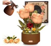 Magic Watering Can Flower Building Blocks Set, Artificial Flower Building Set, Remote Control Automatic Bloom, 255 PCS Mechanical Flower Kit with Lights & Sound, Creative Model Kit