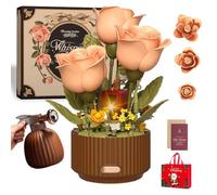 Magic Watering Can Flower Building Blocks Set-Remote Control Blooming Roses, Something Truly Magical, 255 PCS Building Block Sets for Adults, Buildable Remote-Control Rose (1PC)