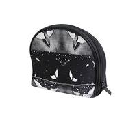 Magic Whale in the Dark Ocean Night Starry Sky Moon Black Style Women's Shell Shape Cosmetic Makeup Bag, With Zipper Travel Toiletry Bag, Colorful Storage Bag for Lady Girl 8 x 2.5 x 5.5 inch