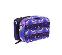 Magic Whale in the Dark Ocean Night Starry Sky Moon Purple Style Women's Cosmetic Makeup Bag, With Zipper Portable Travel Toiletry Storage Pouch Bag, Colorful Wallet Purse for Ladies Girls