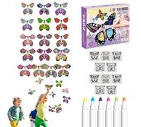 Magic White Painting Butterflies - Rubber Band Powered Wind up Butterfly Toy Card,Wind up Butterfly Toy Card, Magic Flying Cards for Colorful Bookmark Greeting