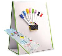 Magic Whiteboard Easel for Kids - A3 Foldable Kids Easel Double Sided with 8 Coloured Dry Erase Pens & Eraser - Easy Clean, Portable, & Magnetic Drawing Board for Arts, School, & Home