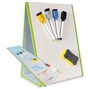 Magic Whiteboard Easel for Kids - A4 Foldable Kids Easel Double Sided with 4 Coloured Dry Erase Pens & Eraser - Easy Clean, Portable, & Magnetic Drawing Board for Arts, School, & Home