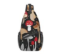 Magic Wild Mushroom Sling Bag for Women Men Crossbody Backpack Casual Hiking Daypack Chest Shoulder Bag