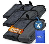 MAGIC WIPE® Bathroom Drying Cloth XXL - 4 Pack 40 x 60 cm Original All Purpose Microfibre Cleaning Cloth - Streak & Lint Free Cloth, Premium Quality Drying Towel for Bathrooms, Kitchen, Mirrors, Car