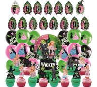 Magic Witch Birthday Decorations 44pcs Magic Witch Party Supply Set Include Happy Birthday Banner, Cake Topper, Cupcake Toppers, Balloons for Birthday Party Decor