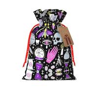 Magic Witch Bohemian Drawing Printing Cute Christmas Bag Drawstring Design 4.7x6.9 Inch For Christmas Party Birthday Gift Packaging