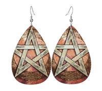 Magic Witch Pentagram Baphomet Leather Earrings Lightweight Dangle Earrings Fun Ear Pendants For Mother'S Day Women Daily
