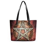 Magic Witch Pentagram Baphomet Women's Tote Bag Leather Handbag Fashion Shoulder Bag Shopping Bag for Work Travel