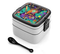Magic Witch Witchcraft Bohemian Bento Box, 2 Compartments Meal-Prep Containers, Stackable Lunch Box with Lids, Reusable Divided Food Storage Containers for Travel, and Work