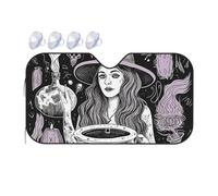 Magic Witch Witchcraft Bohemian Drawing Car Windshield Sun Shade Foldable Car Sun Shade Front Windshield Sunshade Windshield Cover Reflective Sun Visor Keep Your Vehicle Cool for Most Sedans SUV Truck