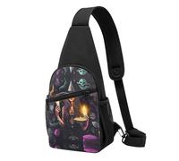 Magic Witch Witchcraft Bohemian Drawing Casual Sling Bag Crossbody Shoulder Pack,Durable Polyester Chest Bag with Multiple Pockets and Key Holder,Adjustable Strap for Men Women