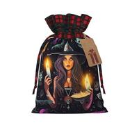 Magic Witch Witchcraft Bohemian Drawing Color Blocked Linen Drawstring Gift Bag, Reusable Gift Bag