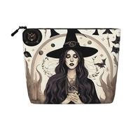 Magic Witch Witchcraft Bohemian Drawing Daily Pouch Cosmetic Bag Fake Hemp Large Organizer for Travel Toiletry Water Resistant