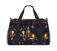 Magic Witch Witchcraft Bohemian Drawing Full Print Travel Duffle Bag with Adjustable Shoulder Strap,Large Capacity Twill Polyester Crossbody Bag for Gym,Weekend Trips Outdoor Activities