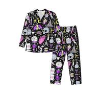 Magic Witch Witchcraft Bohemian Drawing Men'S Long-Sleeved Pajama Set Loungewear Leisure Loose Nighttime Sleep Relax Black