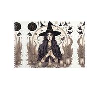 Magic Witch Witchcraft Bohemian Drawing Placemats Set of 6 Heat Resistant Dining Table Place Mats Washable Kitchen Table Mats,12x18 Inch