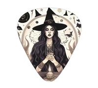 Magic Witch Witchcraft Bohemian Drawing Print 12 Pieces Guitar Picks For Guitars And Ukulele, Unique Guitar Present