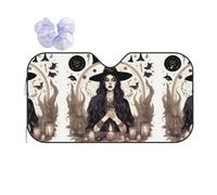 Magic Witch Witchcraft Bohemian Drawing Print Car Sunshade For Windshield, Car Sunshade For Most Cars With Suction Cups