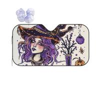Magic Witch Witchcraft Bohemian Drawing Print Car Windshield Sun Shade, Foldable Foil Sun Shade Car Windshield Cover All Weather Universal Fit Auto Car Trunk SUV, 140x76 CM