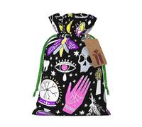 Magic Witch Witchcraft Bohemian Drawing Print Christmas Bag Drawstring Bags For Holiday Presents Xmas Sack Party Decor Gift