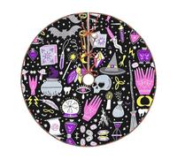 Magic Witch Witchcraft Bohemian Drawing Print Christmas Tree Skirt Festive Decoration For The Perfect Holiday Ambience
