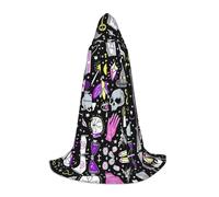 (Magic Witch Witchcraft Bohemian Drawing) Print Hooded Cape For Teenagers Costume Party, Halloween Hooded Cape Soft and Elastic,M