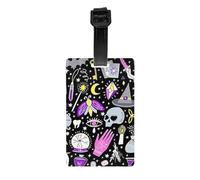 Magic Witch Witchcraft Bohemian Drawing Print Luggage Tag for Suitcases Daily Use Identification Labels Airports Travel Bag Tags