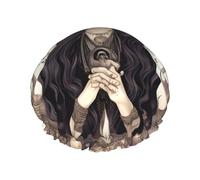 Magic Witch Witchcraft Bohemian Drawing Print Shower Cap For Women Lightweight Reusable Softdouble Waterproof Layers Leakproof.