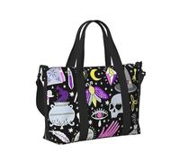 Magic Witch Witchcraft Bohemian Drawing Print Travel Hand Bag Lightweight Foldable Carry Tote for Weekend Trip Vacation Airplane