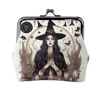 Magic Witch Witchcraft Bohemian Drawing Print Women'S Kiss Lock Coin Pouch, Mini Wallet For Cards And Lipstick, Soft Compact Purse