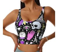Magic Witch Witchcraft Bohemian Drawing Print Women's Sports Vest, Casual Summer Athletic Top, U-Back Design, Good for Fitness Black