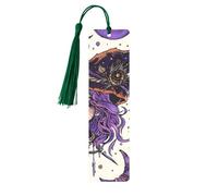 Magic Witch Witchcraft Bohemian Drawing Printed Metal Bookmarks M - Dark Green Lightweight Aluminium Book Marker for Books, Journals & Gifts, Ideal Book Lovers, Holiday Decor & Crafts