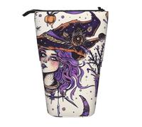 Magic Witch Witchcraft Bohemian Drawing Printed Pencil Case Standing Telescopic Pen Holder for Cosmetics Pouch Makeup Office Bag