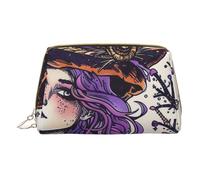 Magic Witch Witchcraft Bohemian Drawing Printed Small Makeup Bag Portable Leather Make up Bag Travel Zipper Cosmetic Bags Organizer for Women