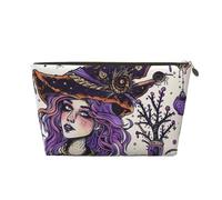 Magic Witch Witchcraft Bohemian Drawing Printed Travel Cosmetic Bags with Gold Zipper Makeup Organizer Cosmetic Case Toiletry Bag for Women Mom Girls