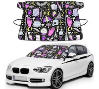 Magic Witch Witchcraft Bohemian Drawing Printed Winter Car Protector, Waterproof Coated Snow Shield, Secure Mirror Strap Auto Cover