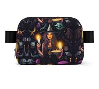 Magic Witch Witchcraft Bohemian Drawing Square Fashion Waist Bag with Print,Water-Resistant Twill Fabric,Chest Pack Or Belt Bag, Adjustable Strap 65-120cm for Men Women