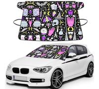 Magic Witch Witchcraft Bohemian Drawing Stylish Printed Windshield Snow Cover for Cars, Car Windshield Cover for Ice, Snow & Sun, Easy Install, Universal Size with Storage Bag