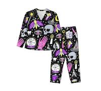 Magic Witch Witchcraft Bohemian Drawing Women'S Long-Sleeved Pajama Set Tops And Pants Nighttime Sleep Relax Lazy Weekend Black