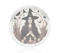 Magic Witch Witchcraft Bohemian DrawingCigar ashtray,glass ashtray,cool ashtray,glass tray and outdoor terrace ashtray are suitable for adults