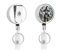 Magic Witch Witchcraft Bohemian Id Card Badge Holder with Retractable Cord & 360° Swivel Alligator Clip Heavy-Duty Stainless Steel Badge Reel Name Tag Holder for Nurses Office Teacher Security Profess