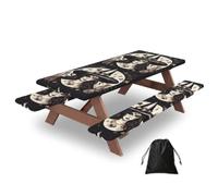 Magic Witch Witchcraft Bohemian Print 3 Pack Wipeable Picnic Bench Cover And Table Cover Lightweight Table Cloth For Camping Outdoor