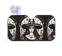 Magic Witch Witchcraft Bohemian Print Car Sunshade For Windshield, Car Sunshade For Most Cars With Suction Cups
