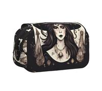 Magic Witch Witchcraft Bohemian Print Double Clamshell Pen Case, Zipper Pockets, Large Capacity For Art Supplies & Travel