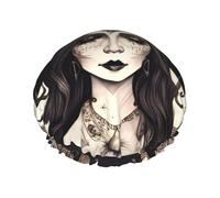 Magic Witch Witchcraft Bohemian Print Shower Cap, Lined Shower Cap For Women Reusable, Double Layer Waterproof Bath Cap