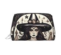 Magic Witch Witchcraft Bohemian Printed Portable Beauty Case, Compact Travel Pouch with Organized Interior Slots for Daily